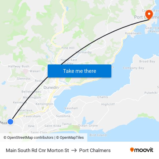 Main South Rd Cnr Morton St to Port Chalmers map