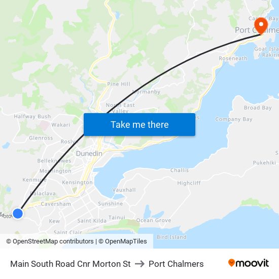 Main South Road Cnr Morton St to Port Chalmers map