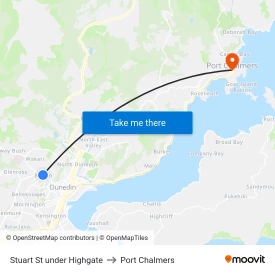 Stuart St under Highgate to Port Chalmers map