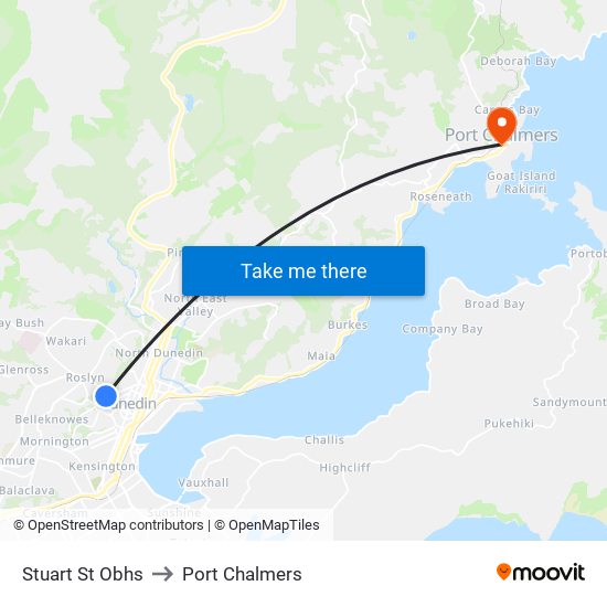 Stuart St Obhs to Port Chalmers map