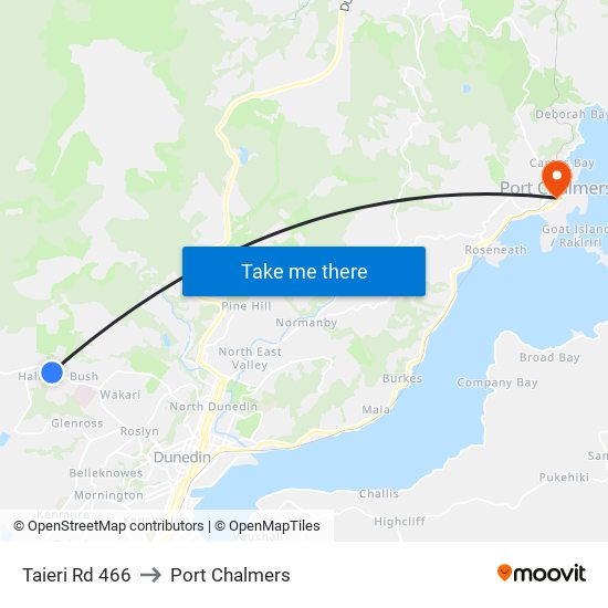 Taieri Rd 466 to Port Chalmers map