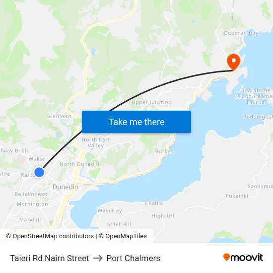 Taieri Rd Nairn Street to Port Chalmers map