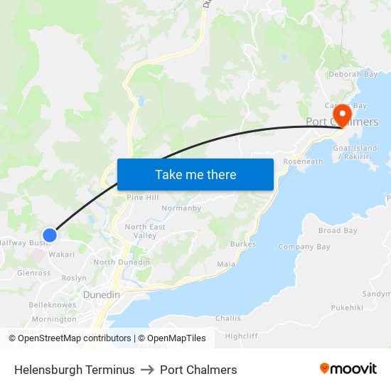 Helensburgh Terminus to Port Chalmers map