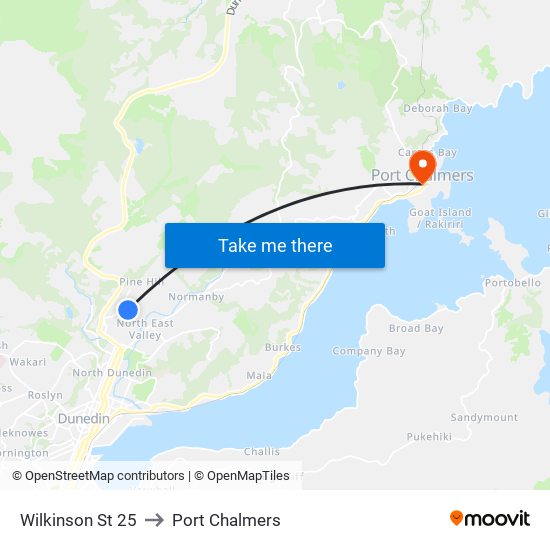 Wilkinson St 25 to Port Chalmers map