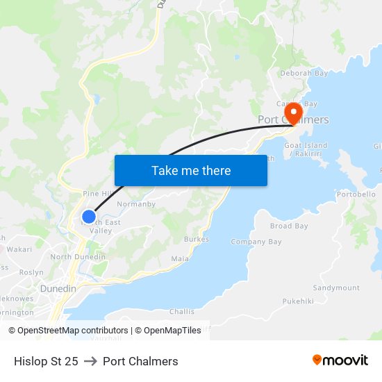 Hislop St 25 to Port Chalmers map