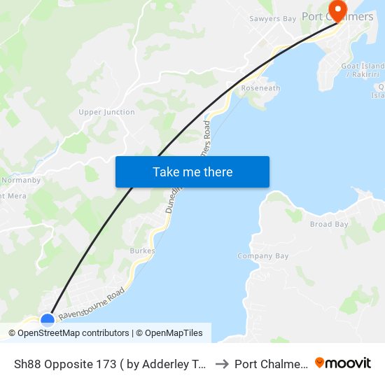 Sh88 Opposite 173 ( by Adderley Tce) to Port Chalmers map