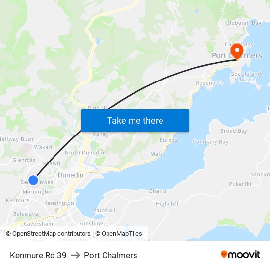 Kenmure Rd 39 to Port Chalmers map
