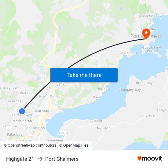 Highgate 21 to Port Chalmers map