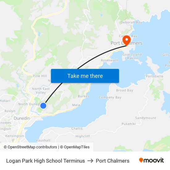 Logan Park High School Terminus to Port Chalmers map