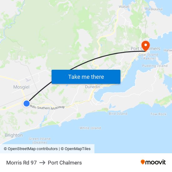 Morris Rd 97 to Port Chalmers map