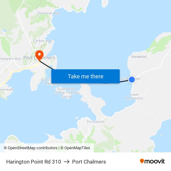 Harington Point Rd 310 to Port Chalmers map