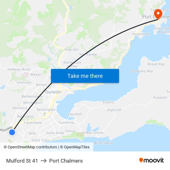 Mulford St 41 to Port Chalmers map