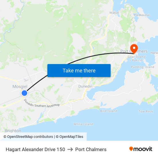 Hagart Alexander Drive 150 to Port Chalmers map