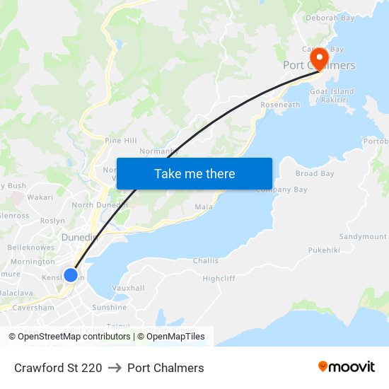 Crawford St 220 to Port Chalmers map