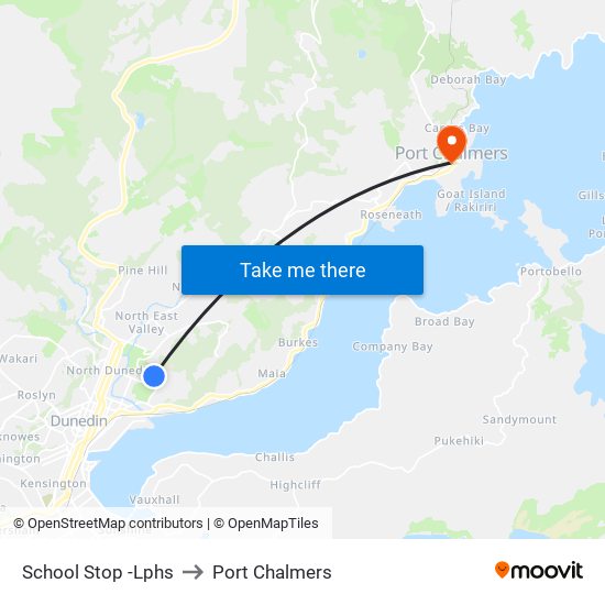 School Stop -Lphs to Port Chalmers map