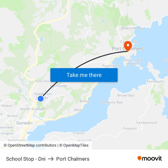 School Stop - Dni to Port Chalmers map
