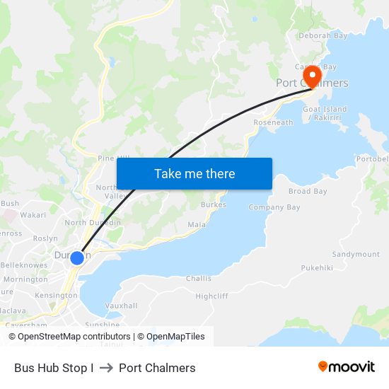 Bus Hub Stop I to Port Chalmers map