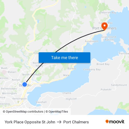York Place Opposite St John to Port Chalmers map