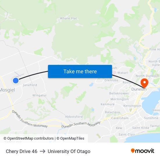 Chery Drive 46 to University Of Otago map