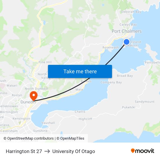 Harrington St 27 to University Of Otago map