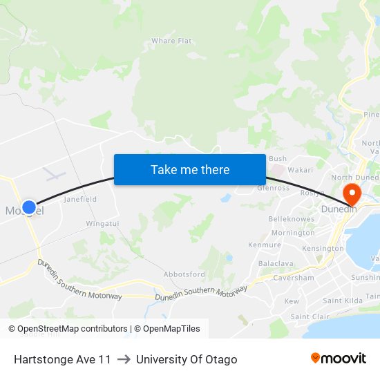 Hartstonge Ave 11 to University Of Otago map