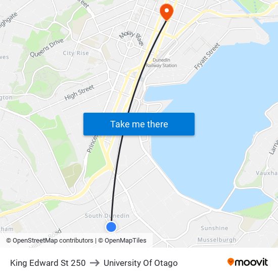 King Edward St 250 to University Of Otago map