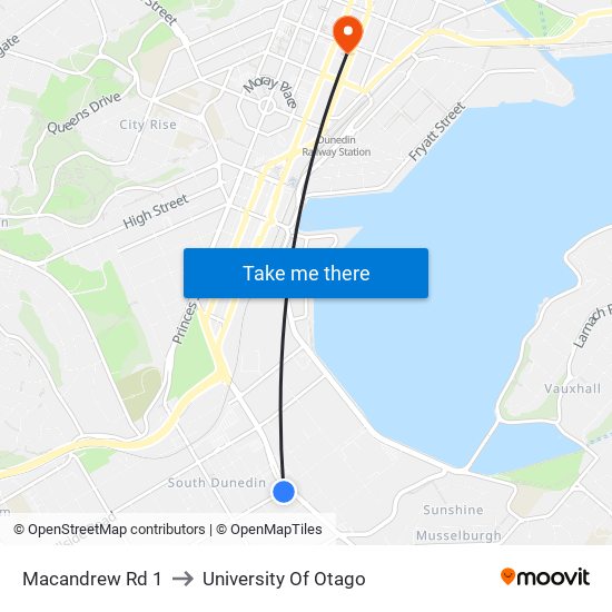Macandrew Rd 1 to University Of Otago map