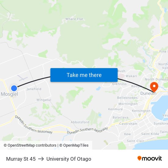 Murray St 45 to University Of Otago map