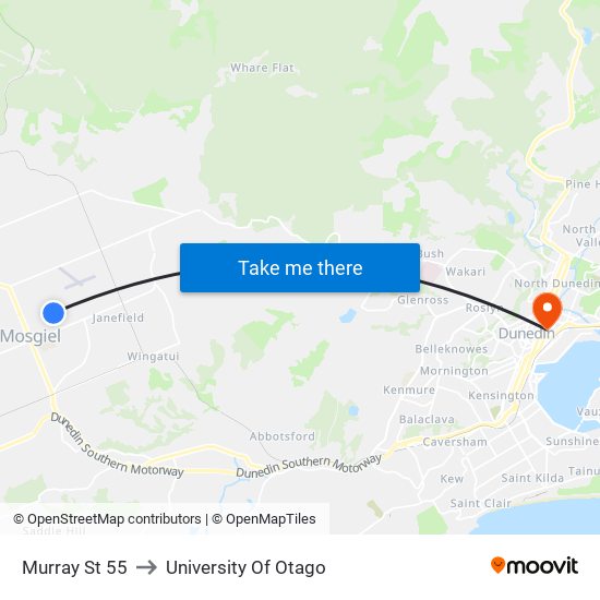 Murray St 55 to University Of Otago map