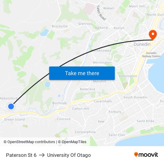 Paterson St 6 to University Of Otago map