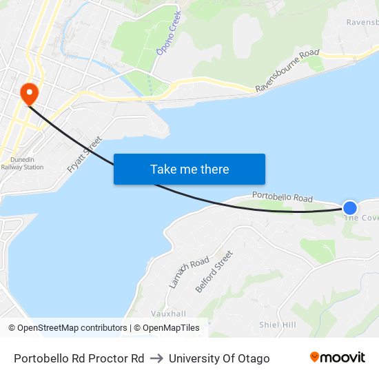Portobello Rd Proctor Rd to University Of Otago map