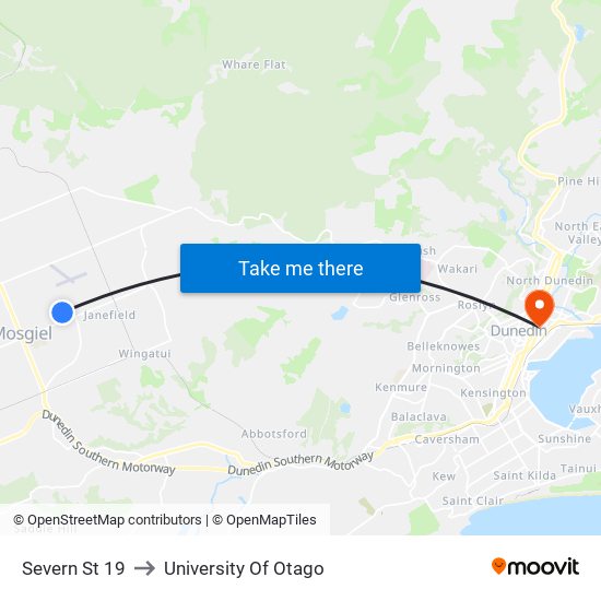 Severn St 19 to University Of Otago map