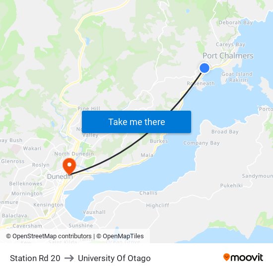 Station Rd 20 to University Of Otago map