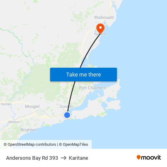 Andersons Bay Rd 393 to Karitane map