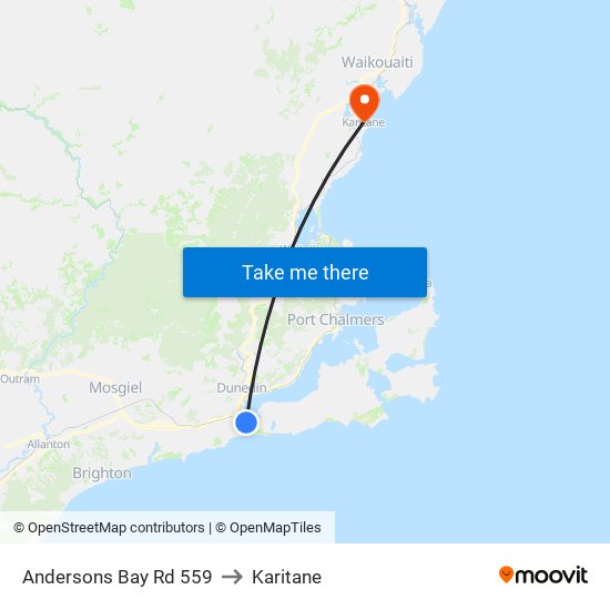 Andersons Bay Rd 559 to Karitane map