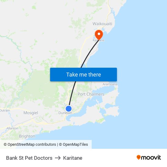 Bank St Pet Doctors to Karitane map