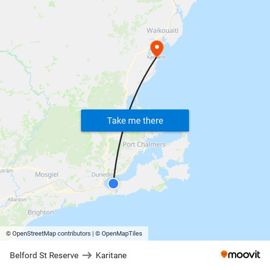 Belford St Reserve to Karitane map