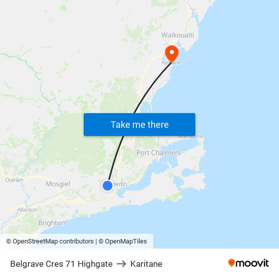 Belgrave Cres 71 Highgate to Karitane map