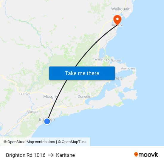 Brighton Rd 1016 to Karitane map