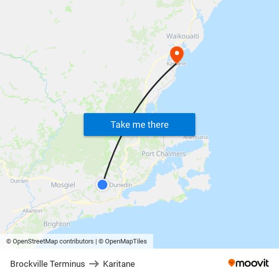 Brockville Terminus to Karitane map