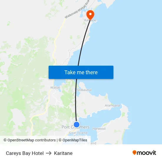 Careys Bay Hotel to Karitane map