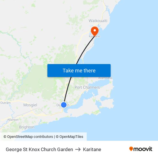 George St Knox Church Garden to Karitane map