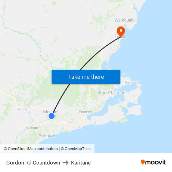 Gordon Rd Countdown to Karitane map
