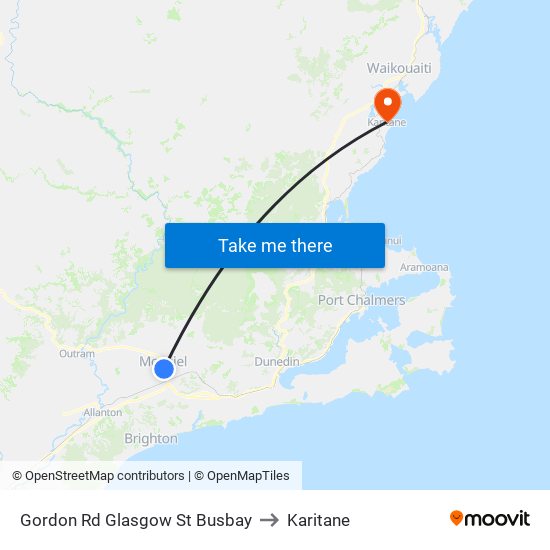 Gordon Rd Glasgow St Busbay to Karitane map