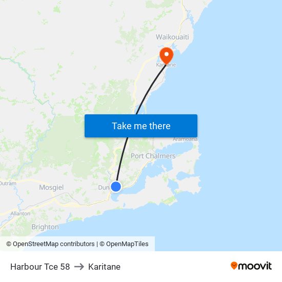 Harbour Tce 58 to Karitane map
