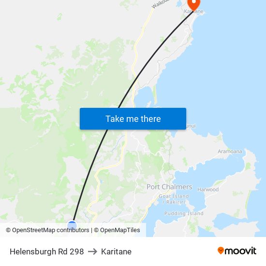 Helensburgh Rd 298 to Karitane map