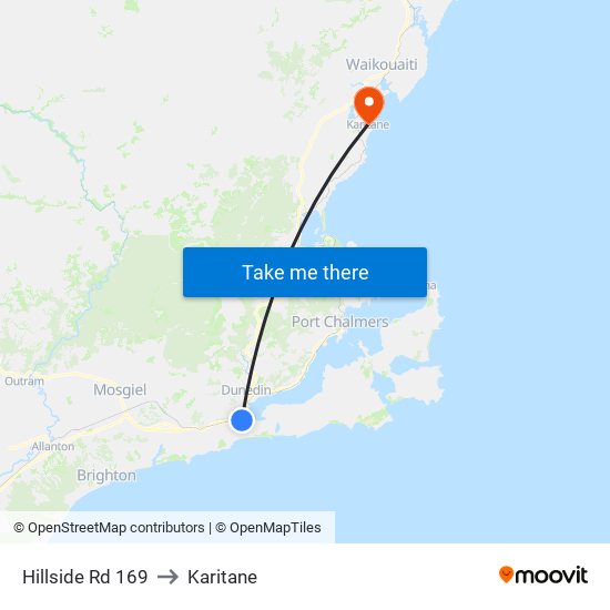 Hillside Rd 169 to Karitane map