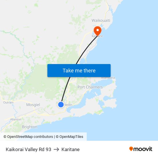 Kaikorai Valley Rd 93 to Karitane map