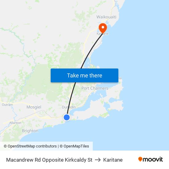 Macandrew Rd Opposite Kirkcaldy St to Karitane map