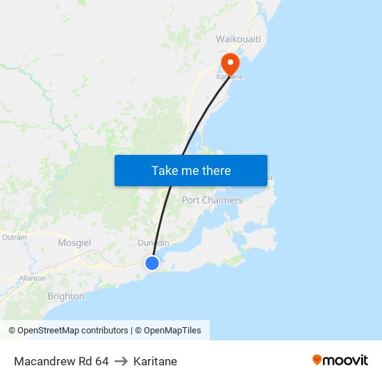 Macandrew Rd 64 to Karitane map